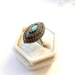 Vintage Sterling Silver Turquoise & Chalcedony Earrings Ring & Pendant Jewellery Set