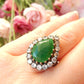 Vintage Solid Silver Green Chalcedony Cocktail Ring US Size 7.5 UK P 1/2