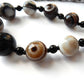 Vintage Sterling Silver Banded Agate Hand Knotted Bead Necklace (25inches)