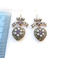 9ct Gold Peridot Amethyst & Pearl Sweetheart Droplet Earrings