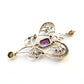 Art Nouveau Style 9ct Gold Peridot Amethyst & Seed Pearl Pendant
