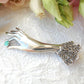 Sterling Silver Marcasite Turquoise Puffed Sleeve Hand Brooch