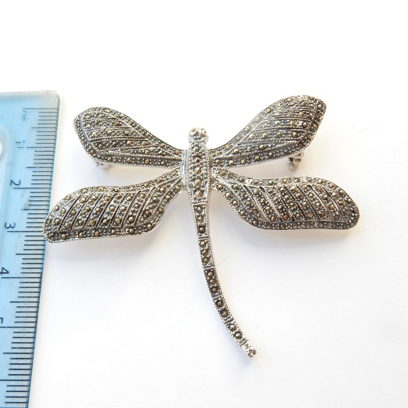Sterling Silver Marcasite Dragonfly Brooch