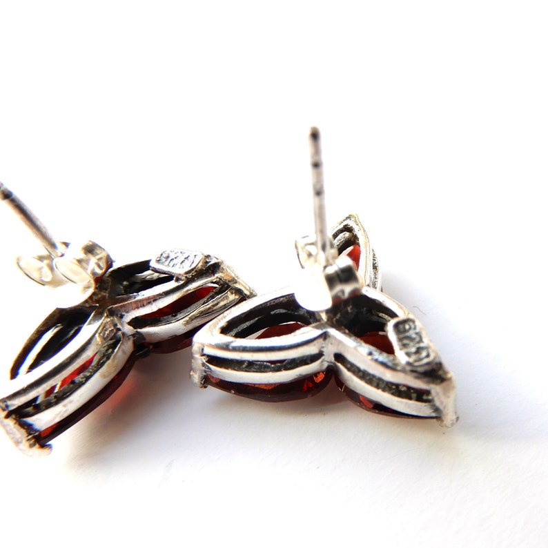 Vintage Sterling Silver Garnet Earrings January Birthstone