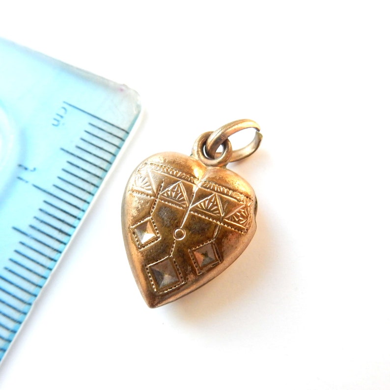 Antique Rolled Gold Hand Chased Heart Charm