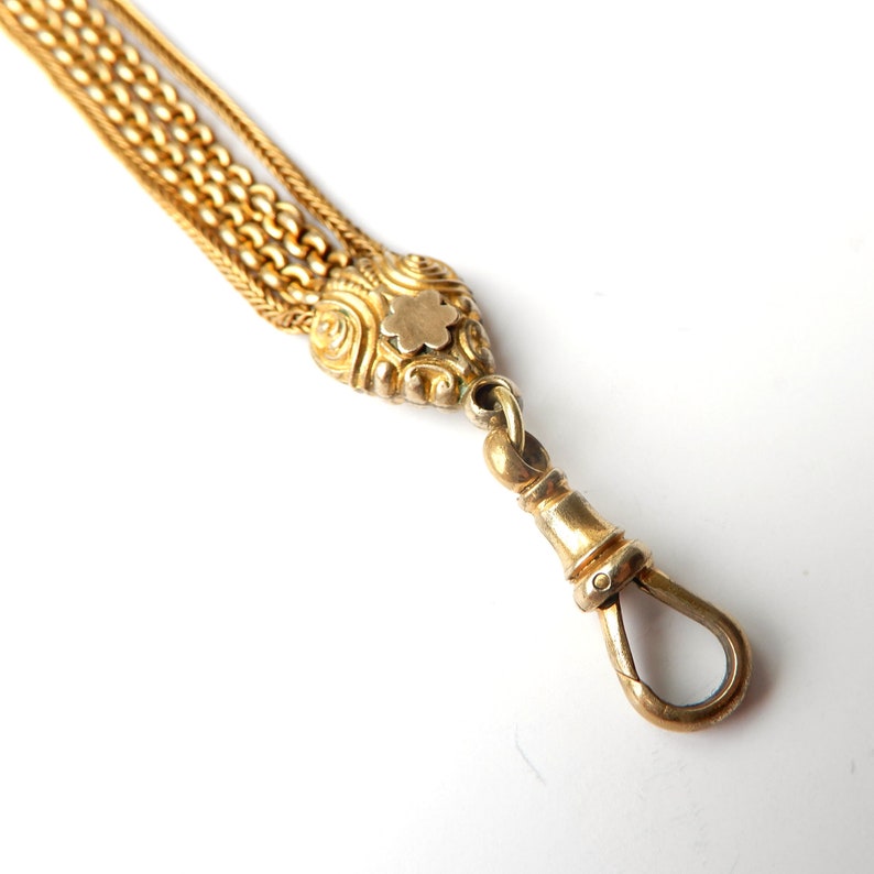 Antique Rolled Gold Albert Chain Albertina T Bar Bloodstone Fob Dog Clip 9 " (25.2grams)