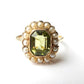 Antique 9ct Gold Peridot & Seed Pearl Ring US Size 6