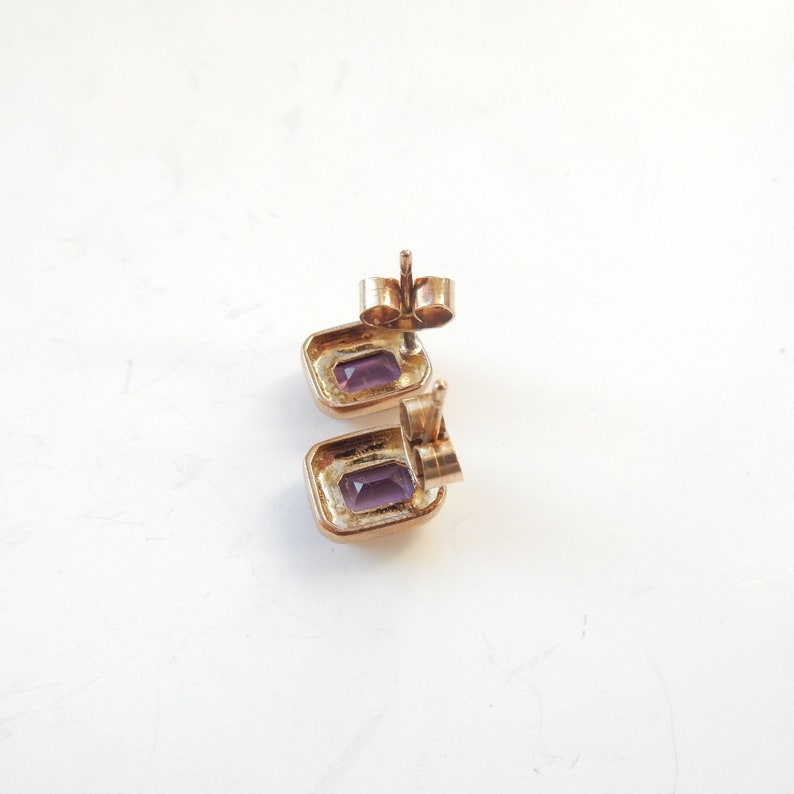 Vintage 9ct Gold Amethyst Stud Earrings February Birthstone