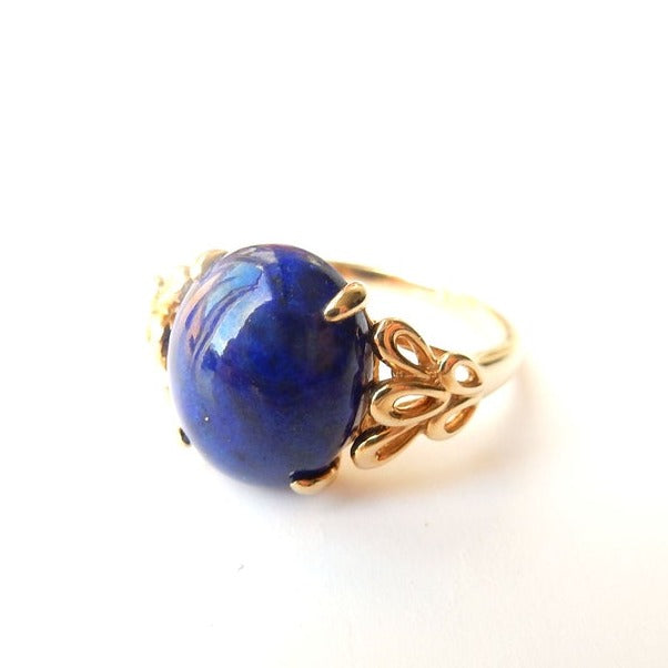 Vintage 9ct Gold Lapis Lazuli Ring US Size 7.5