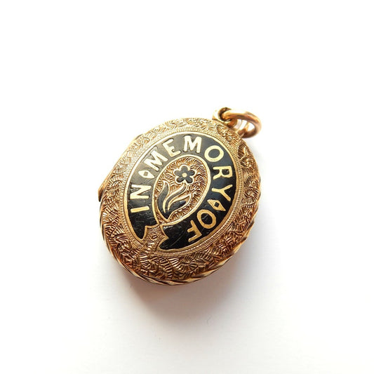 Victorian Rolled Gold Enamel "In Memory Of" Locket