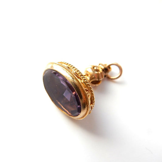 Antique 9ct Gold Amethyst Fob Pendant