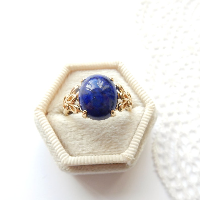 Vintage 9ct Gold Lapis Lazuli Ring US Size 7.5 UK Q