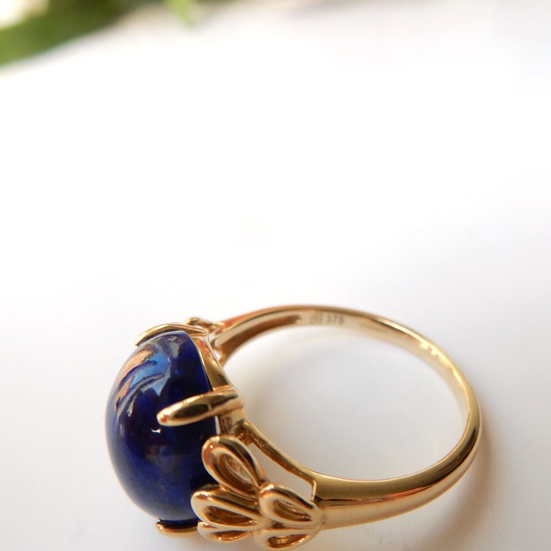 Vintage 9ct Gold Lapis Lazuli Ring US Size 7.5 UK Q