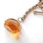 Antique Edwardian 9ct Gold Albert Watch Chain with T Bar & Amber Fob 11" (25.5grams)