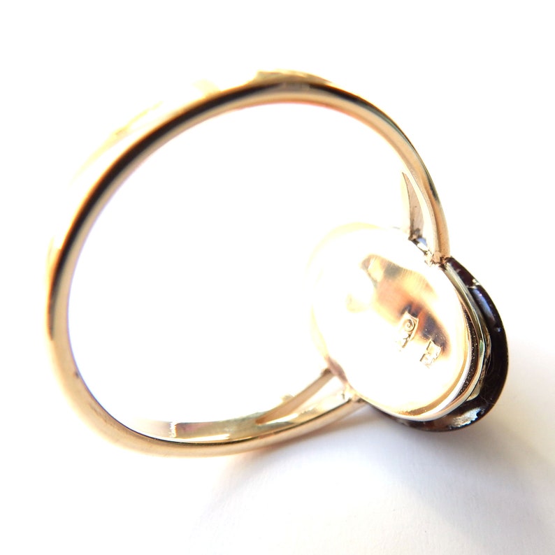 Antique 9ct Gold Garnet Cabochon Conversion Ring US Size 6 3/4 UK O