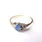 Vintage 9k Gold Cornflower Sapphire Diamond Ring US Size 5 UK K 1/2