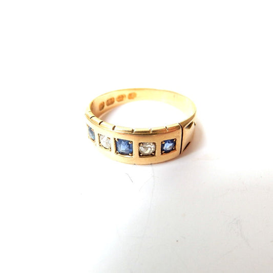 Victorian 18ct Gold Sapphire & Diamond Ring US Size 6 UK M 1/2