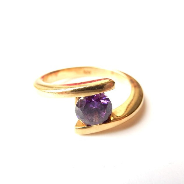 Vintage 14ct Gold Amethyst Ring US Size 7 UK P