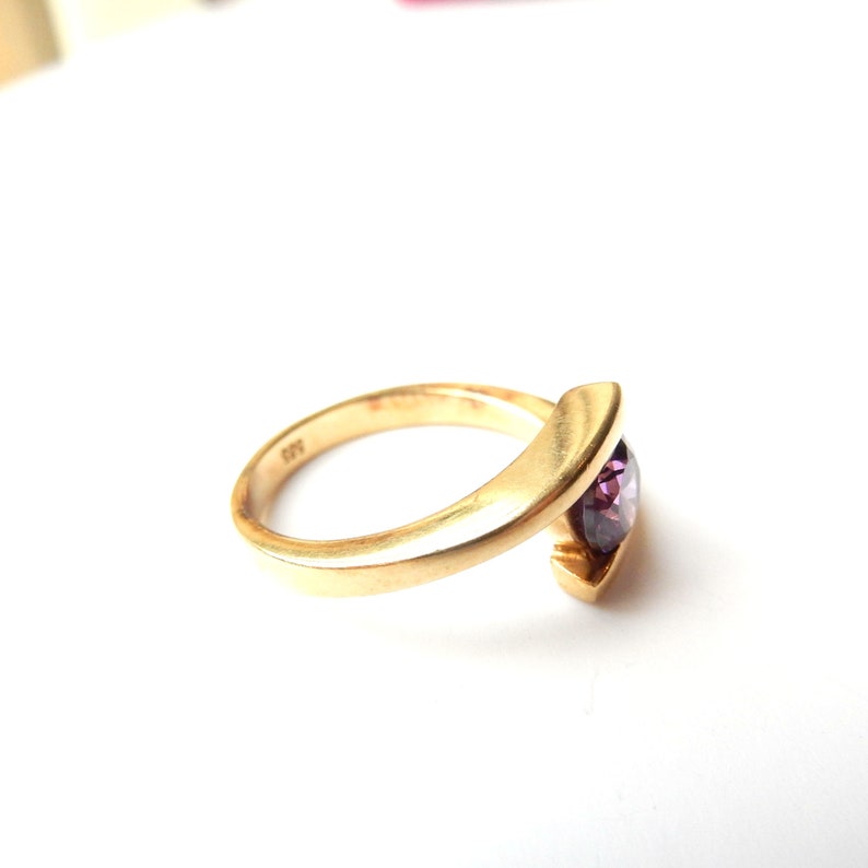 Vintage 14ct Gold Amethyst Ring US Size 7 UK P