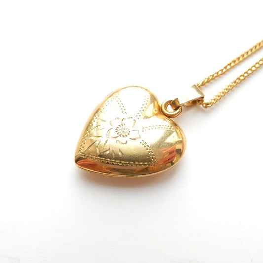 Vintage Gold Filled Vargas Heart Locket & Chain