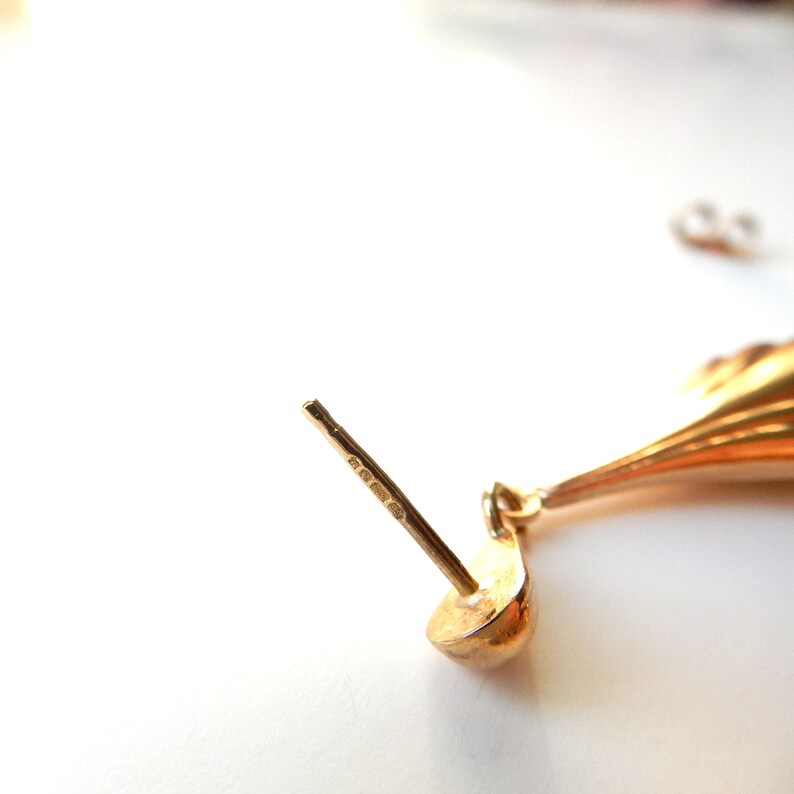 Vintage 9ct Gold Torpedo Drop Earrings (3.2grams)