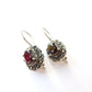 Vintage Sterling Silver Garnet Marcasite Drop Earrings