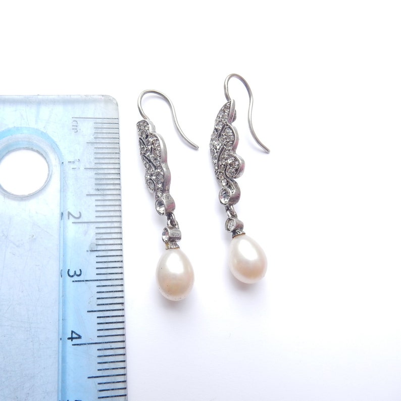 Antique Silver Paste Pearl Drop Earrings (4.3grams)