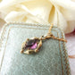 Vintage 14ct Rolled Gold Purple Glass Pendant Necklace