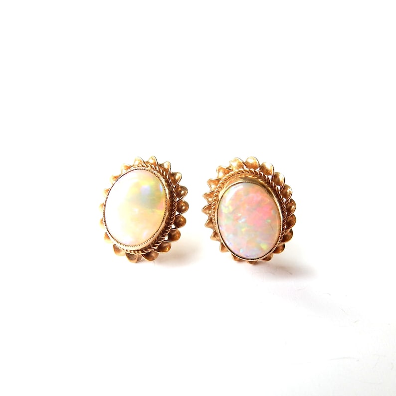 Vintage 9ct Gold Opal Earrings