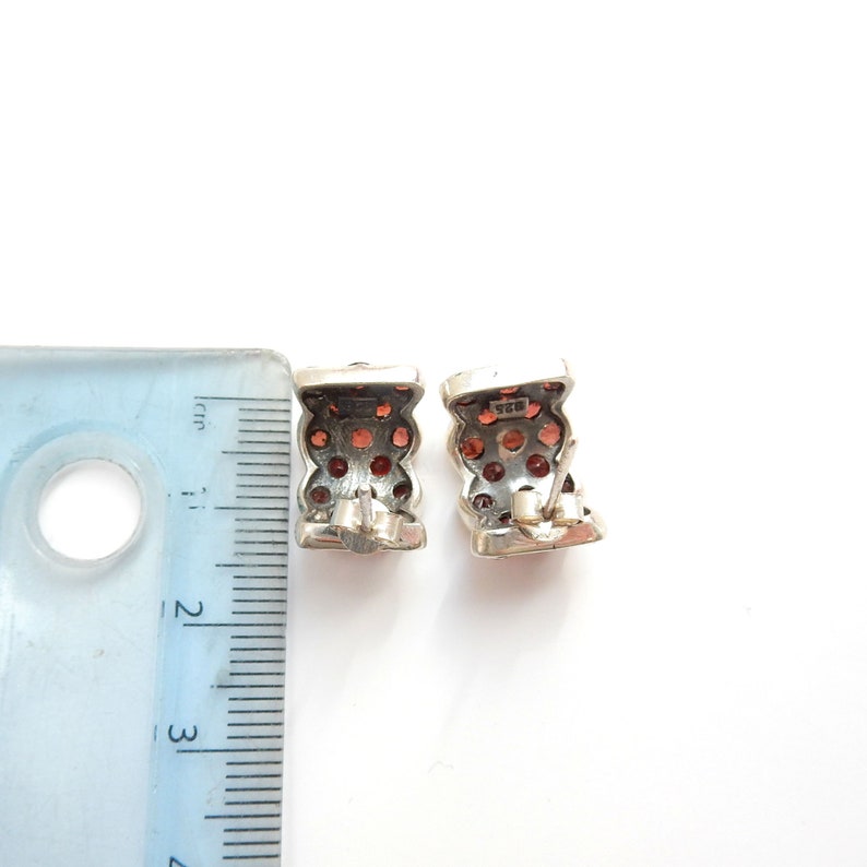 Vintage Sterling Silver Garnet Marcasite Earrings