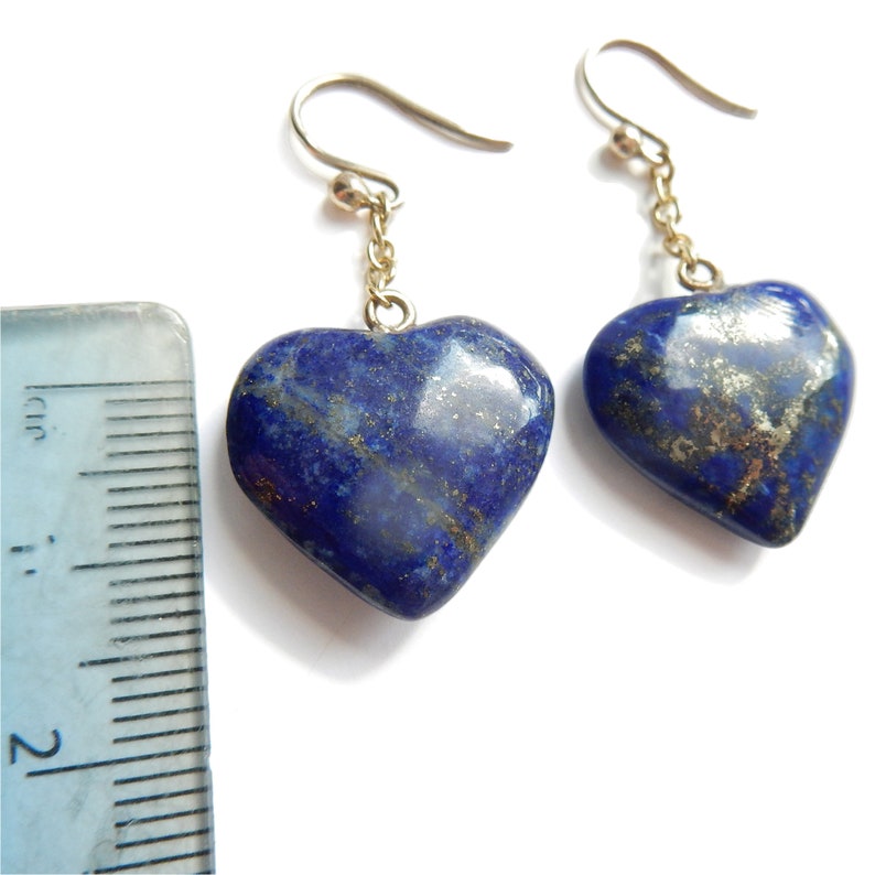Vintage 9ct Gold Lapis Lazuli Heart Earrings