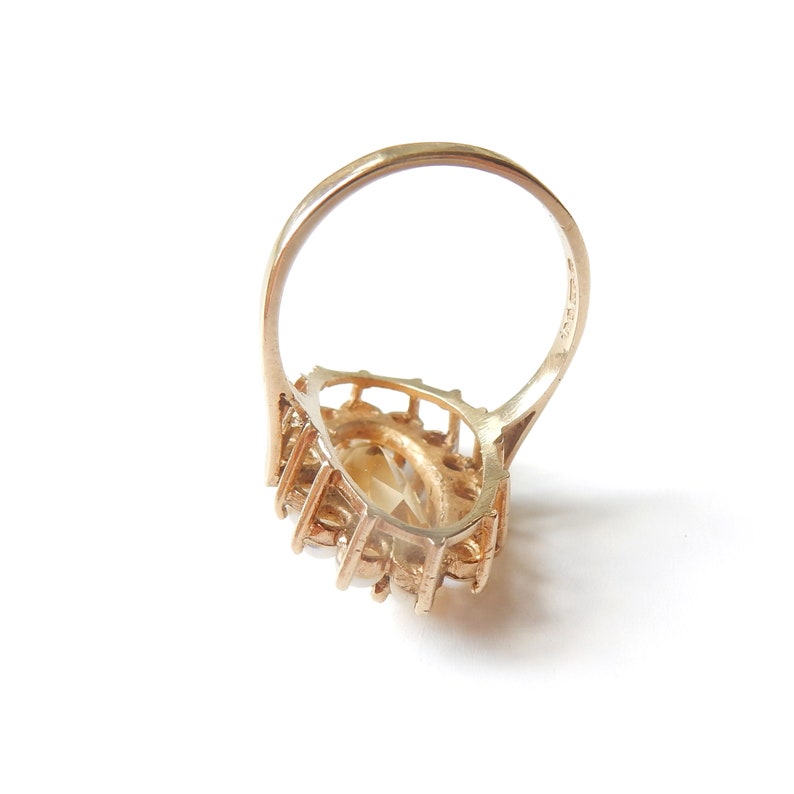 Vintage 9ct Gold Citrine & Seed Pearl Cocktail Ring