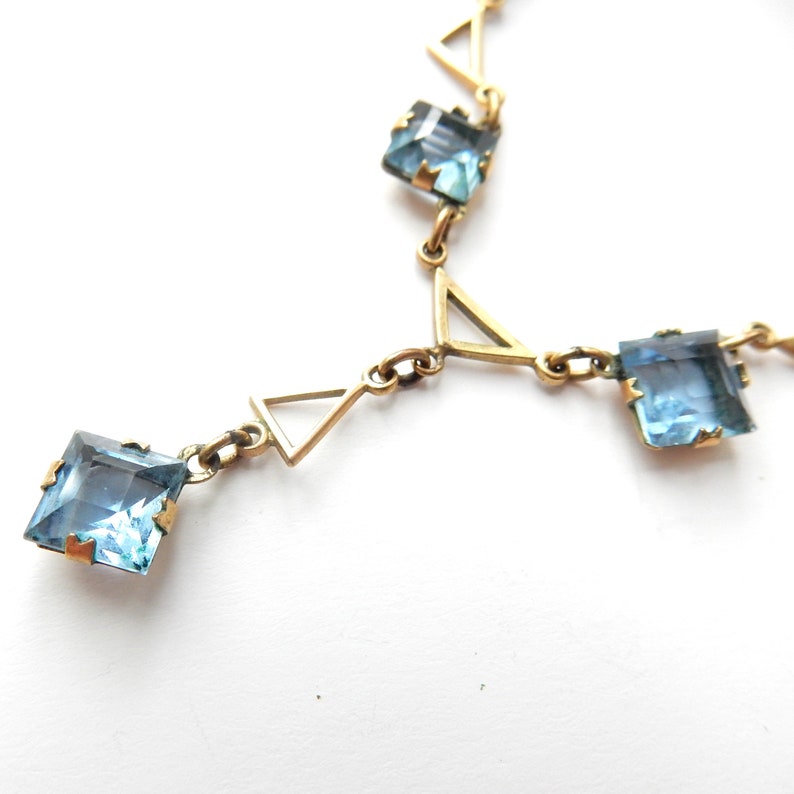 Vintage Rolled Gold Topaz Glass Lavalier Necklace