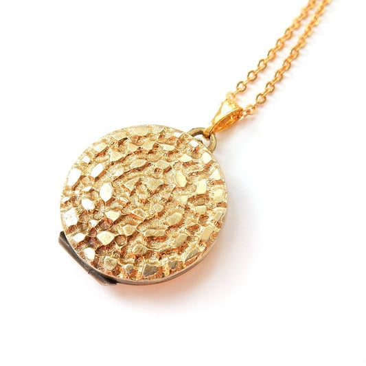 Vintage Rolled Gold Abstract Locket with Chain