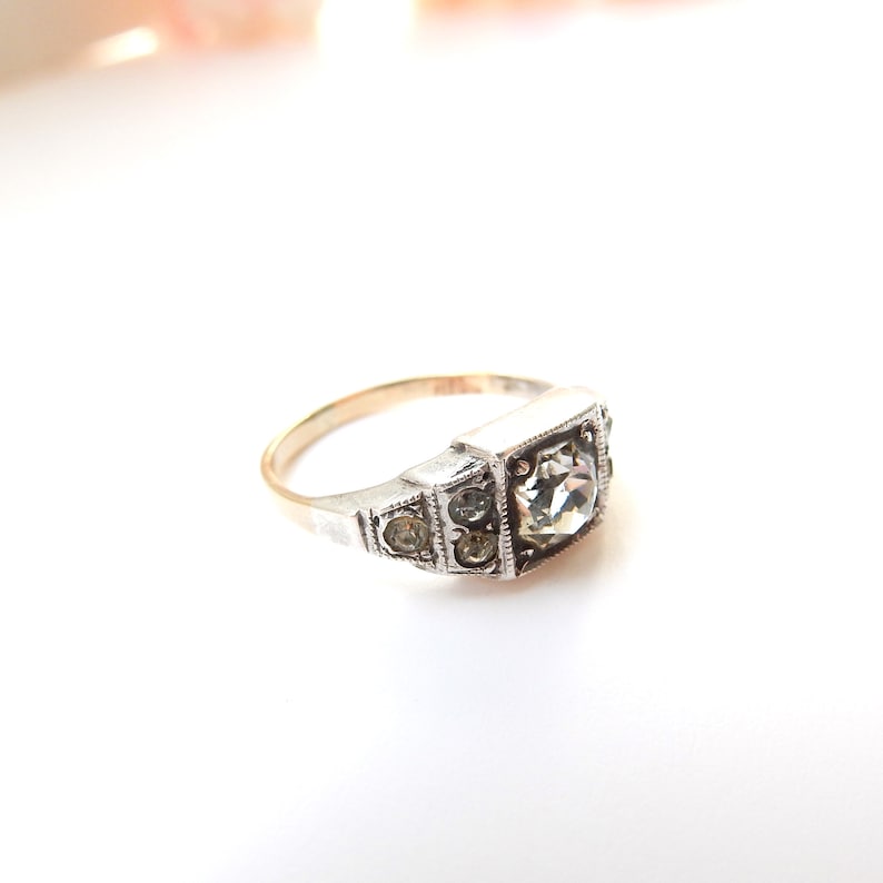 Art Deco 9ct Gold & Silver Paste Ring