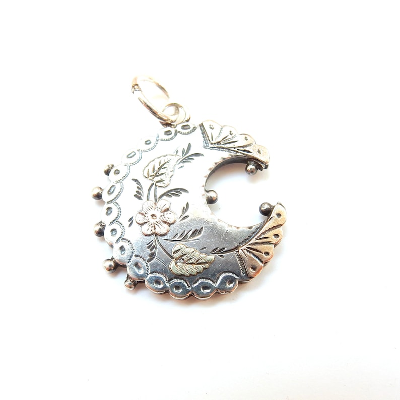 Victorian Solid Silver Moon Pendant Aesthetic Period