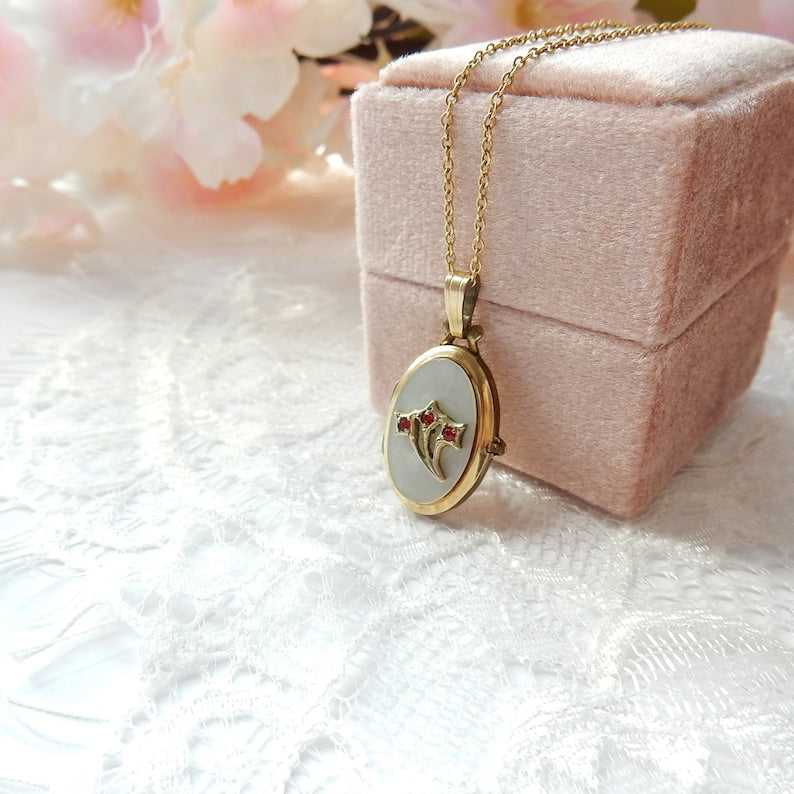 Vintage 14ct Rolled Gold Shell Locket with Chain K&L