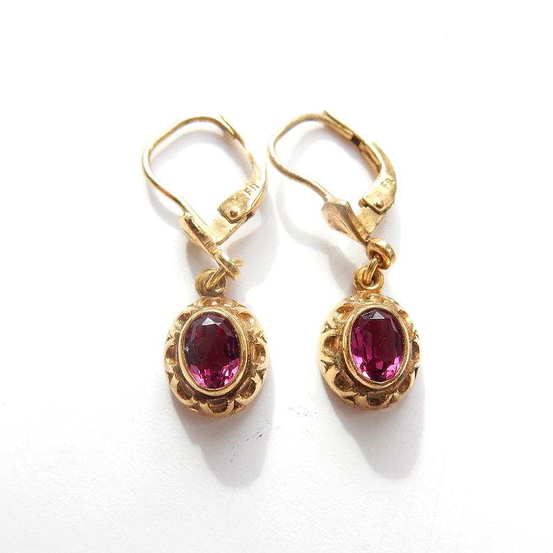 Vintage Rolled Gold Amethyst Glass Earrings