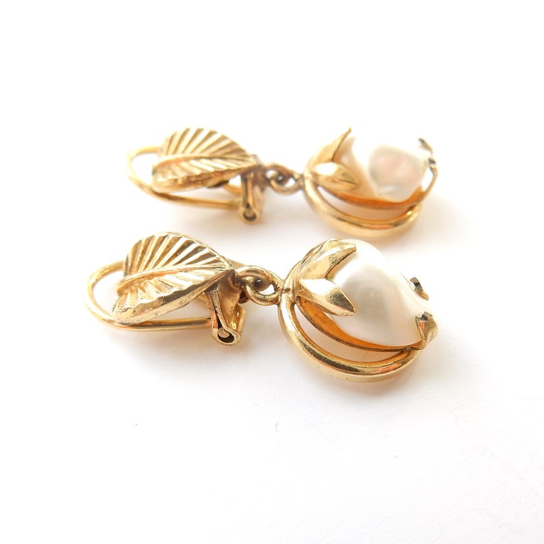 Vintage 14ct Rolled Gold Pearl Clip on Earrings