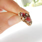 Vintage 9ct Gold Garnet & Seed Pearl Ring
