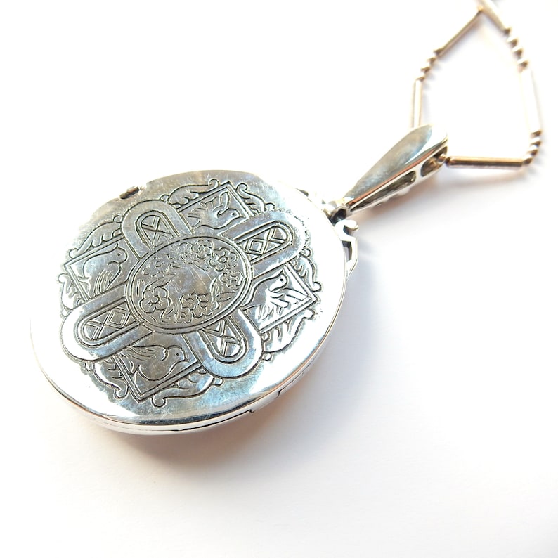 Sterling Silver Opal Victorian Style Locket