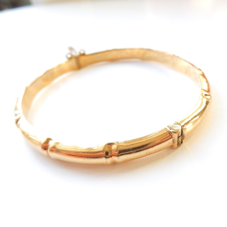 Vintage Rolled Gold Bamboo Bracelet Bangle