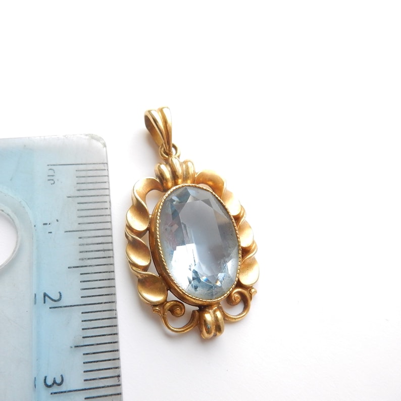 Reserved for JH Vintage 14ct Rolled Gold Topaz Glass Pendant