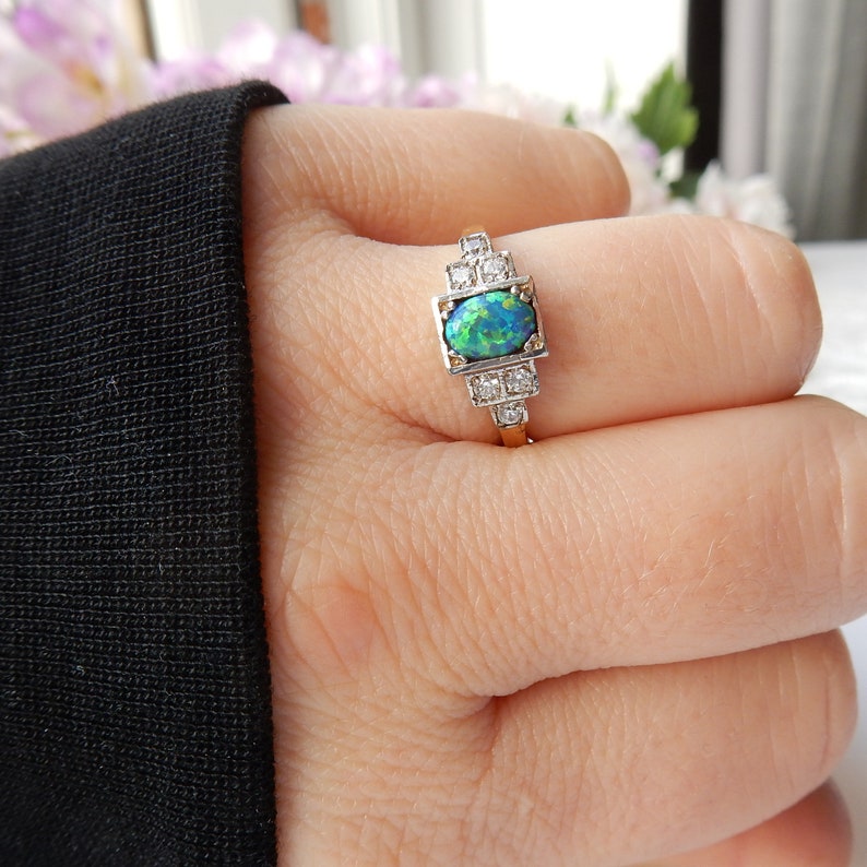 Unique Sterling Silver Vermeil Opal CZ Ring