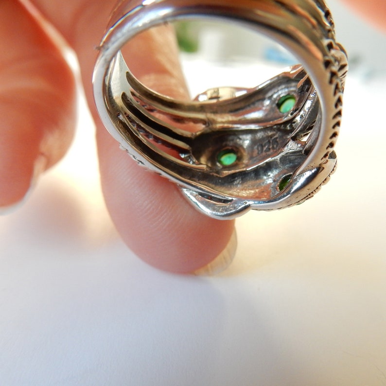 Sterling Silver Emerald Snake Ring