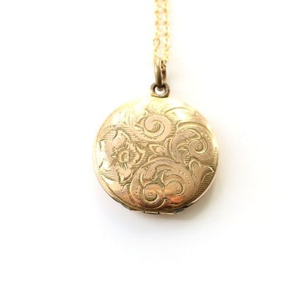 Vintage Rolled Gold Circle Locket with Chain