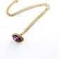 Antique Rolled Gold Amethyst Glass Fob on Long Rolled Gold Chain