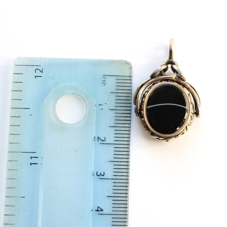 Antique Rolled Gold Onyx & Bloodstone Spinning Fob