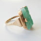 Art Deco 9ct Gold Carved Jade Ring US Size 6 UK N