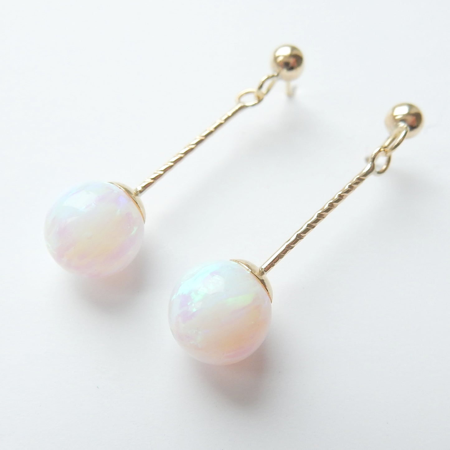 9ct Gold Opal Ball Drop Earrings